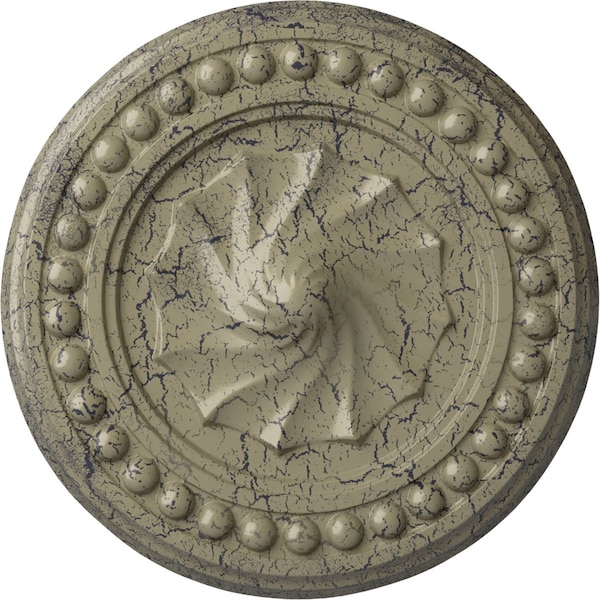 Ekena Millwork Foster Shell Ceiling Medallion (Fits Canopies up to 9 5/8"), 15 3/4"OD x 2"P, Castle Stone Crackle CM15FOCSC - main